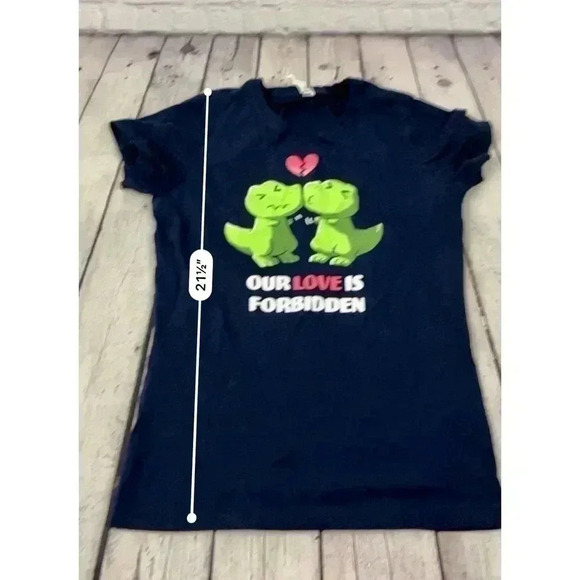 Dinosaur Love T Shirt Short Sleeve MEDIUM Tee Turtle Women's Dark Blue - Picture 5 of 10